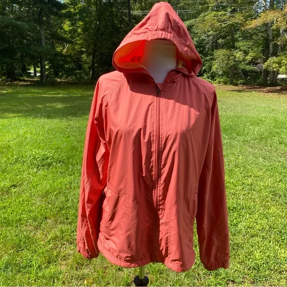 PATAGONIA JACKET COAT HOODIE ZIP FRONT POCKETS WINDBREAKER SALMON PEACH SIZE L - Picture 2 of 13